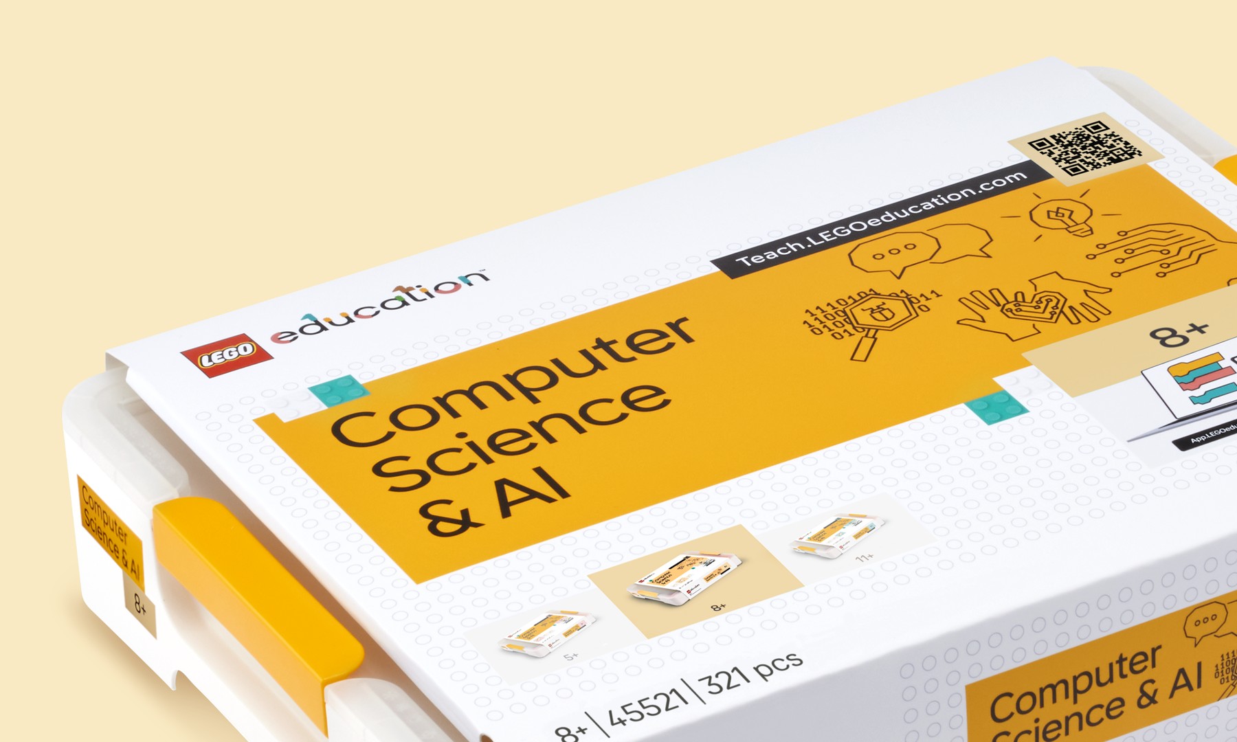 CSAI_45521_CN_Product_LEGO Education Computer Science & AI Single Kit on a yellow background_4000x2400.png